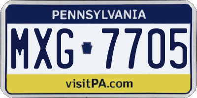PA license plate MXG7705
