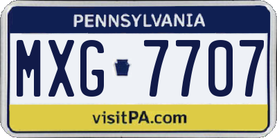 PA license plate MXG7707