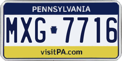 PA license plate MXG7716