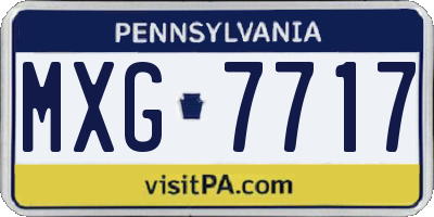 PA license plate MXG7717