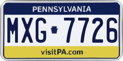 PA license plate MXG7726