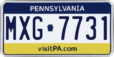 PA license plate MXG7731