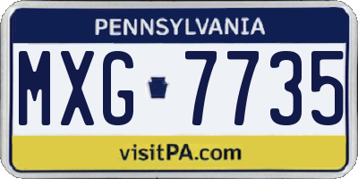 PA license plate MXG7735