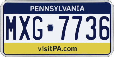 PA license plate MXG7736