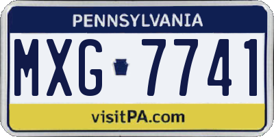 PA license plate MXG7741