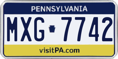 PA license plate MXG7742