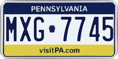PA license plate MXG7745