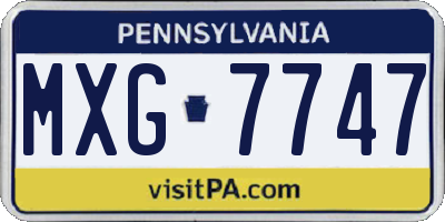 PA license plate MXG7747