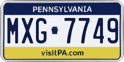 PA license plate MXG7749
