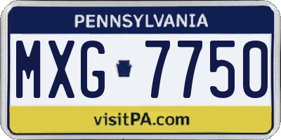 PA license plate MXG7750