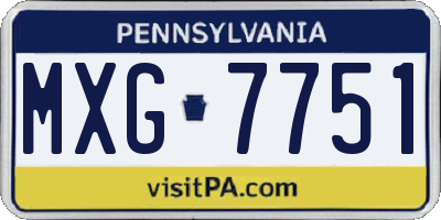 PA license plate MXG7751