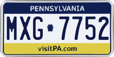PA license plate MXG7752