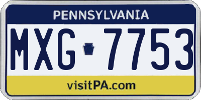 PA license plate MXG7753