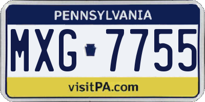 PA license plate MXG7755