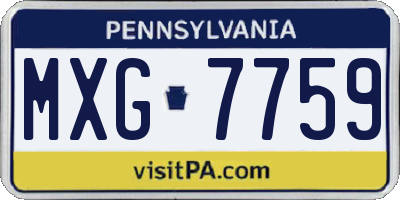 PA license plate MXG7759