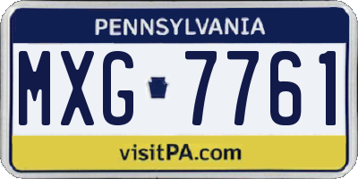 PA license plate MXG7761