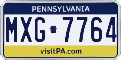 PA license plate MXG7764