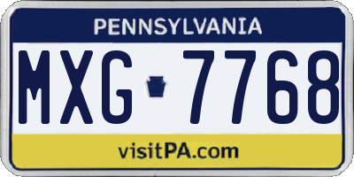 PA license plate MXG7768