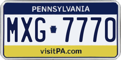 PA license plate MXG7770