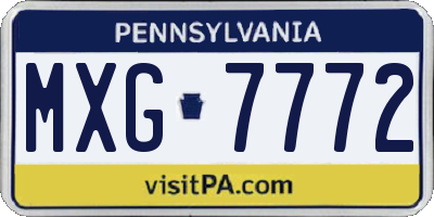 PA license plate MXG7772