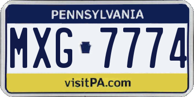 PA license plate MXG7774
