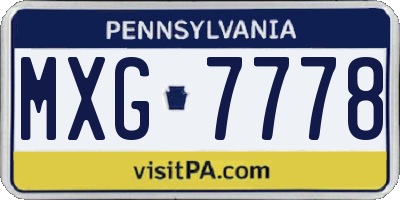 PA license plate MXG7778