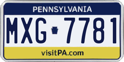 PA license plate MXG7781