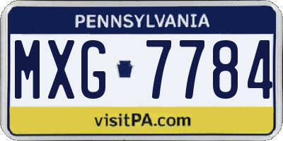PA license plate MXG7784