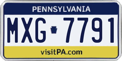 PA license plate MXG7791
