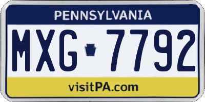 PA license plate MXG7792