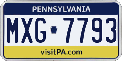 PA license plate MXG7793