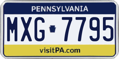 PA license plate MXG7795