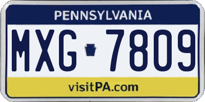 PA license plate MXG7809