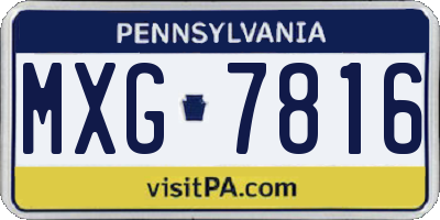 PA license plate MXG7816