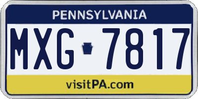 PA license plate MXG7817