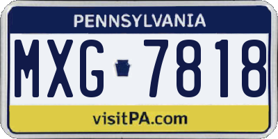 PA license plate MXG7818