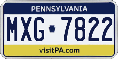 PA license plate MXG7822