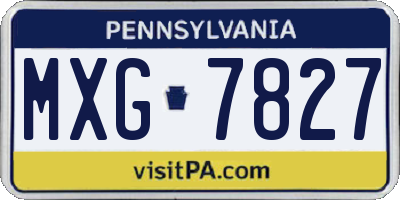 PA license plate MXG7827