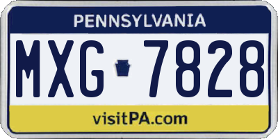 PA license plate MXG7828