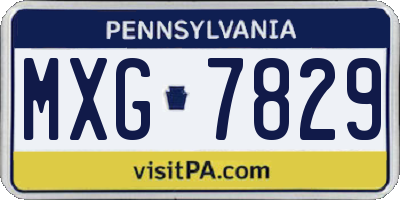 PA license plate MXG7829
