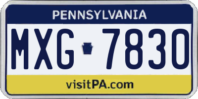 PA license plate MXG7830