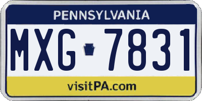 PA license plate MXG7831