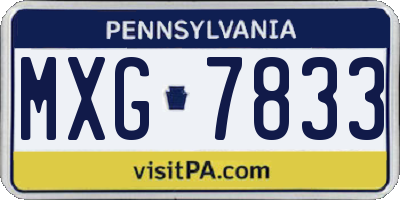 PA license plate MXG7833