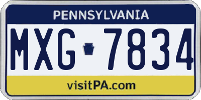 PA license plate MXG7834