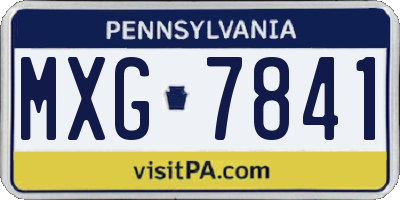 PA license plate MXG7841