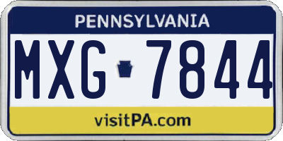 PA license plate MXG7844