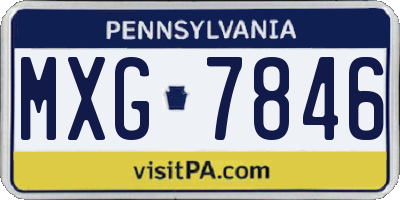 PA license plate MXG7846