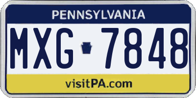 PA license plate MXG7848
