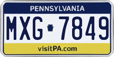 PA license plate MXG7849