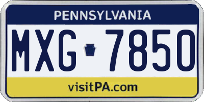 PA license plate MXG7850